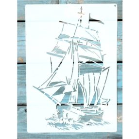   vitorláshajó mintás festő sablon 21x30 cm-es műanyag stencil