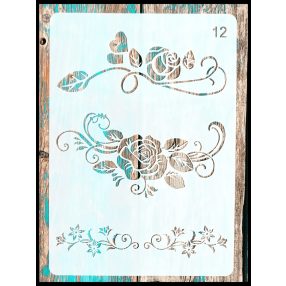 Intarzia mintás rózsás sablon 21x30 cm-es stencil
