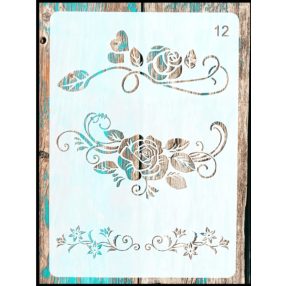 Intarzia mintás rózsás sablon 21x30 cm-es stencil