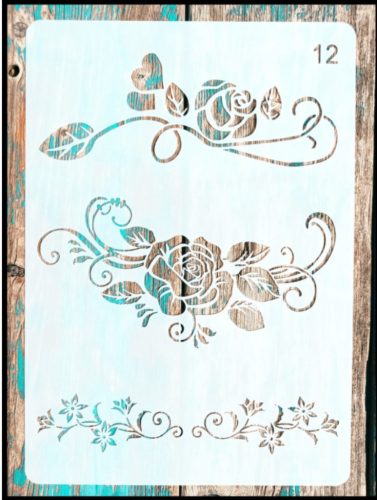 Intarzia mintás rózsás sablon 21x30 cm-es stencil