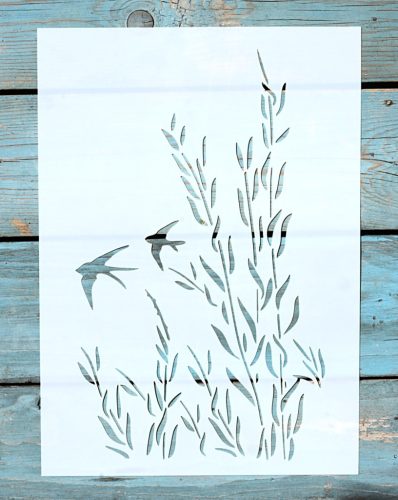 Nád, levél mintás rétegző sablon festő stencil 