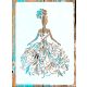 Női alak szoknyában mintás festő sablon 21x30 cm-es műanyag  DIY stencil