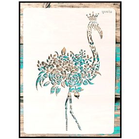   Flamingós rózsás rétegző sablon 21x30 cm-es műanyag festő stencil