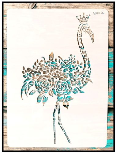 Flamingós rózsás rétegző sablon 21x30 cm-es műanyag festő stencil