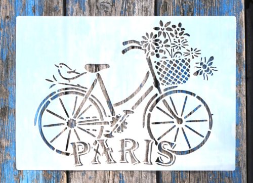Párizs biciklis rétegző DIY sablon, festő stencil