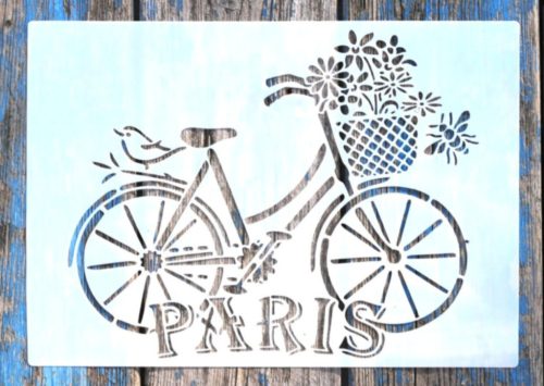 Párizs biciklis  DIY sablon, festő stencil