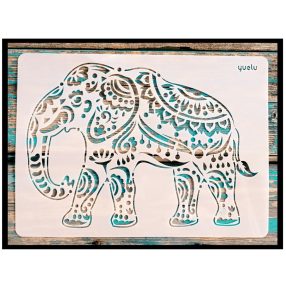  Elefántos  mandala  rétegző festő  sablon műanyag DIY stencil