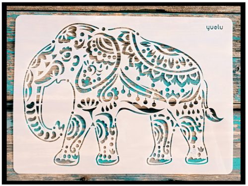 Elefántos  mandala  rétegző festő  sablon műanyag DIY stencil