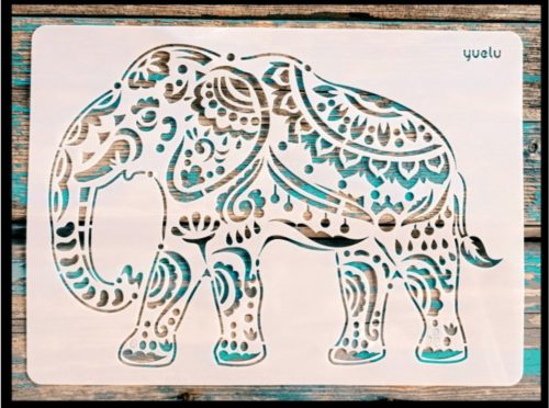 Elefántos  mandala   festő  sablon műanyag DIY stencil