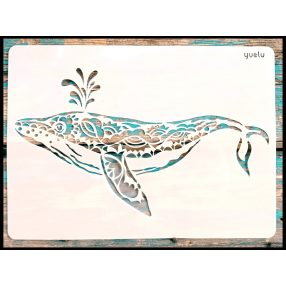   Bálnás,  bálna mintás festő sablon 21x30 cm-es műanyag stencil