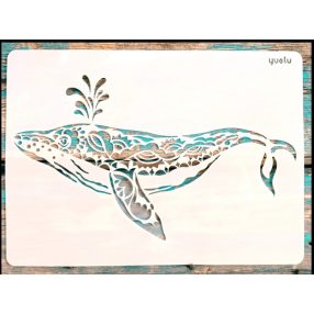   Bálnás,  bálna mintás festő sablon 21x30 cm-es műanyag stencil
