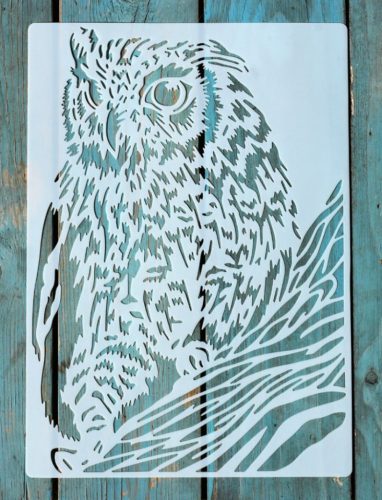 Bagoly mintás   21x30 cm-es sablon műanyag DIY  stencil