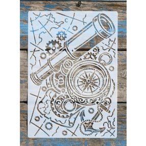   teleszkóp, csillagászati távcső mintás A4 méretű műanyag sablon 21x30cm  DIY stencil