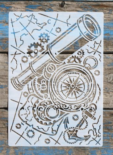 teleszkóp, csillagászati távcső mintás A4 méretű műanyag sablon 21x30cm  DIY stencil