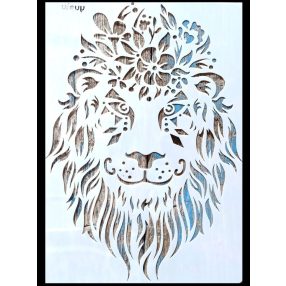 Oroszlános virágos rétegző sablon műanyag  stencil