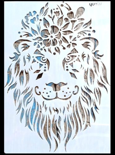 Oroszlános virágos rétegző sablon műanyag  stencil