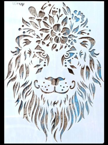 Oroszlános virágos rétegző sablon műanyag  stencil