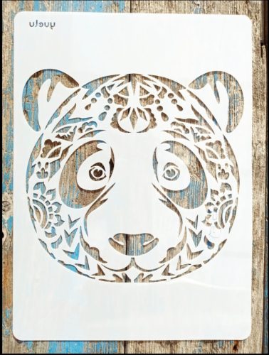 Panda fejes mandala sablon műanyag stencil