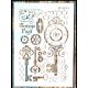Kulcsos órás vintage rétegző sablon 21x30 cm-es műanyag DIY festő stencil