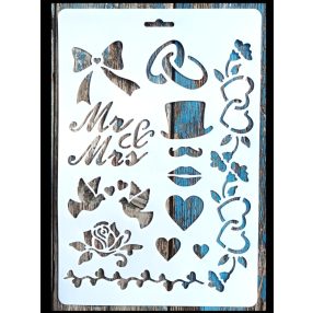   Mr Mrs vintage rétegző sablon 21x30 cm-es műanyag  stencil