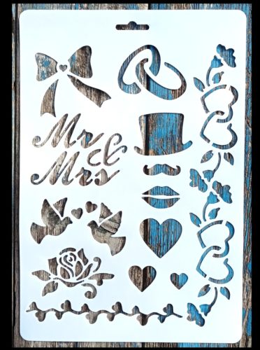 Mr Mrs vintage rétegző sablon 21x30 cm-es műanyag  stencil