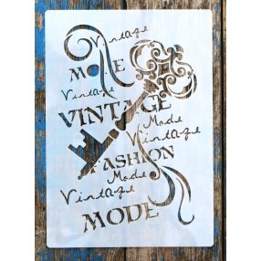   vintage feliratos kulcs  rétegző sablon 21x30cm-es festő  stencil