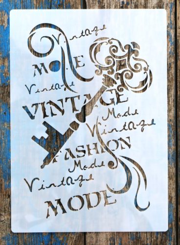 vintage feliratos kulcs  rétegző sablon 21x30cm-es festő  stencil