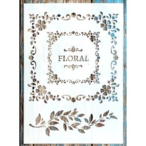   Floral feliratos mandala DIY rétegző sablon 21x30cm-es műanyag festő stencil