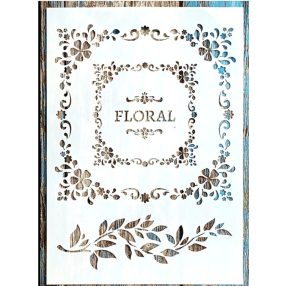   Floral feliratos mandala DIY sablon 21x30cm-es műanyag festő stencil