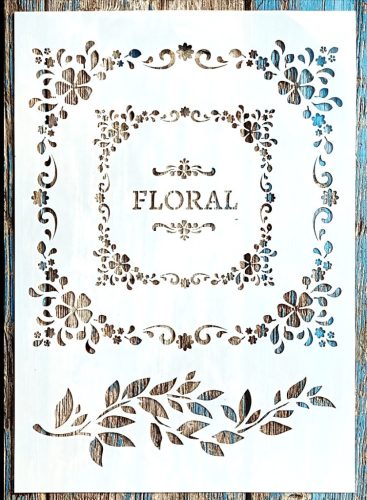 Floral feliratos mandala DIY rétegző sablon 21x30cm-es műanyag festő stencil