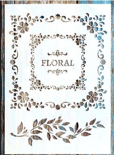 Floral feliratos mandala DIY sablon 21x30cm-es műanyag festő stencil