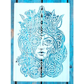 Steampunk arc sablon műanyag festő stencil 