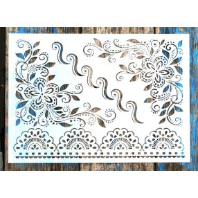    kalocsai mintás csipkés , virágos rétegző sablon  21x30cm-es műanyag festő stencil