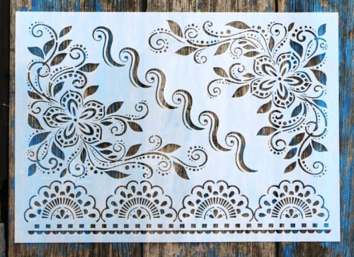  kalocsai mintás csipkés , virágos rétegző sablon  21x30cm-es műanyag festő stencil
