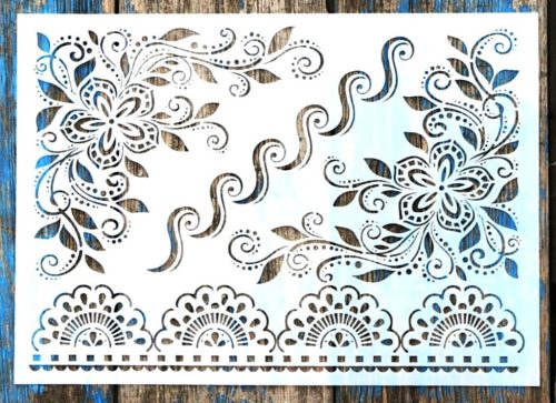  kalocsai mintás csipkés , virágos sablon  21x30cm-es műanyag festő stencil