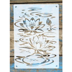    A4 vízi liliom mintás sablon 21x30cm-es műanyag  festő stencil