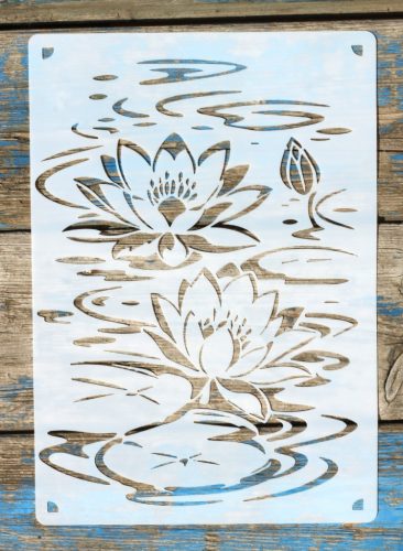  A4 vízi liliom mintás sablon 21x30cm-es műanyag  festő stencil