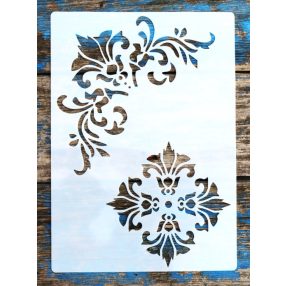   Rokokó stílusú sarok díszítő DIY sablon, műanyag stencil