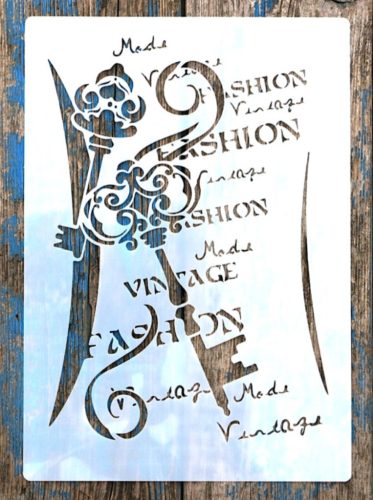 vintage kulcs DIY  sablon, 21x30cm-es műanyag stencil