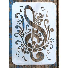   21x30 cm violinkulcs virág  DIY sablon műanyag  festő stencil