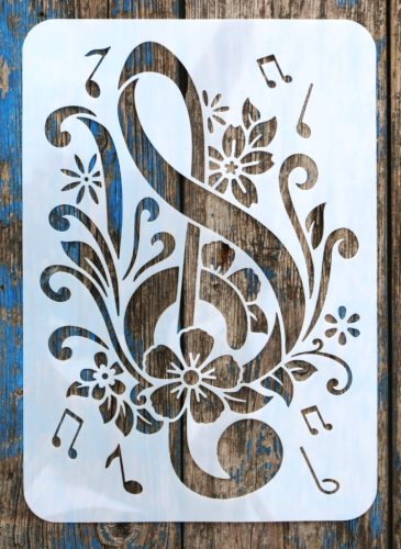 21x30 cm violinkulcs virág  DIY sablon műanyag  festő stencil