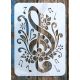 21x30 cm violinkulcs virág  DIY sablon műanyag  festő stencil
