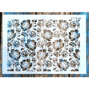 21x30 cm  rózsás DIY sablon, virág  műanyag stencil