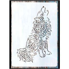 A4 Farkasos DIY sablon műanyag stencil