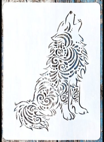 A4 Farkasos DIY sablon műanyag stencil