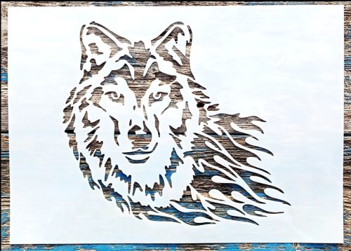 Farkasos műanyag sablon DIY  stencil