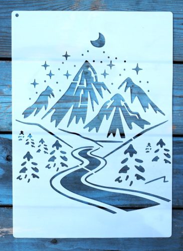 A4  hegy mintás műanyag rétegző sablon DIY festő stencil 