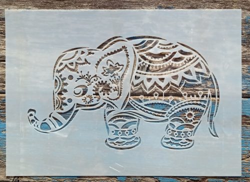 Mandala elefántos sablon stencil