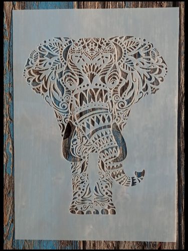 Mandala elefántos sablon, stencil