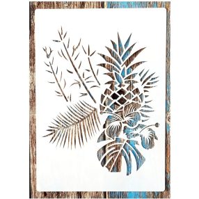   Ananászos virágos festő sablon, 21x30cm-es műanyag  DIY stencil